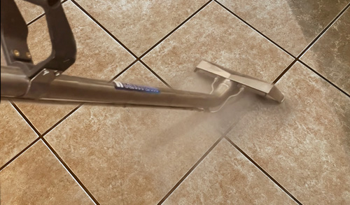 Steam cleaning tile and grout